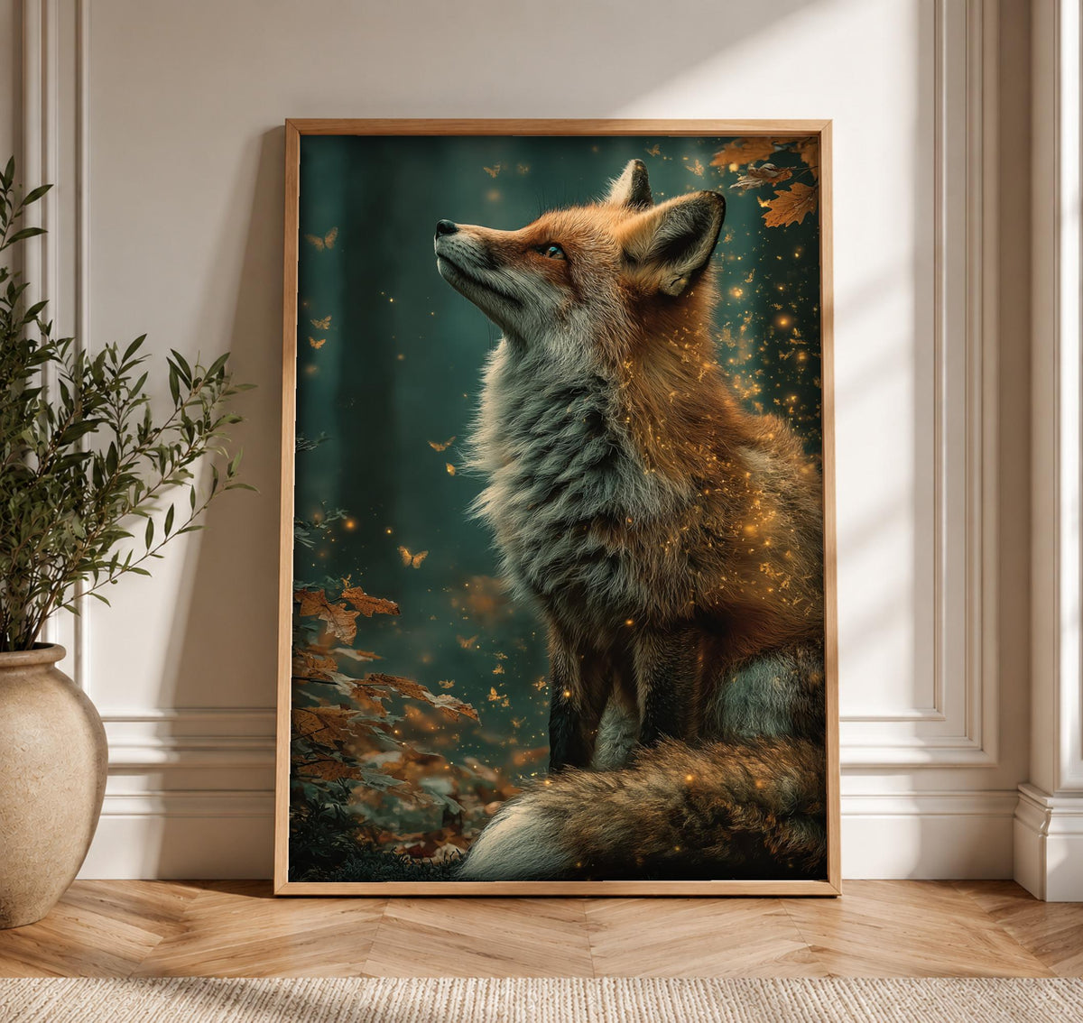 Enchanted Forest Art, Magical Fox Spirit Print, Framed Unframed or Digital