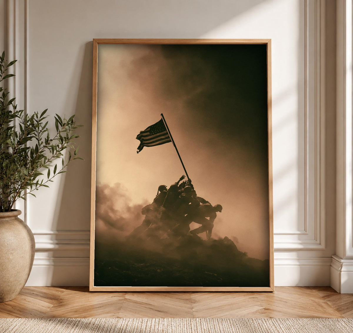 WWII Poster, Iwo Jima Flag Raising, Man Cave Decor, Framed Unframed or Digital