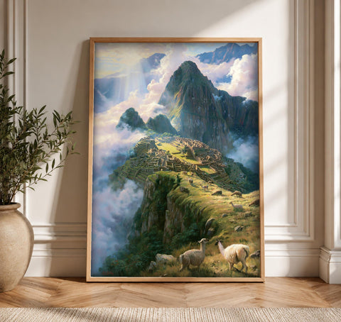 Machu Picchu Art, Inca Empire Print, Framed Unframed or Digital