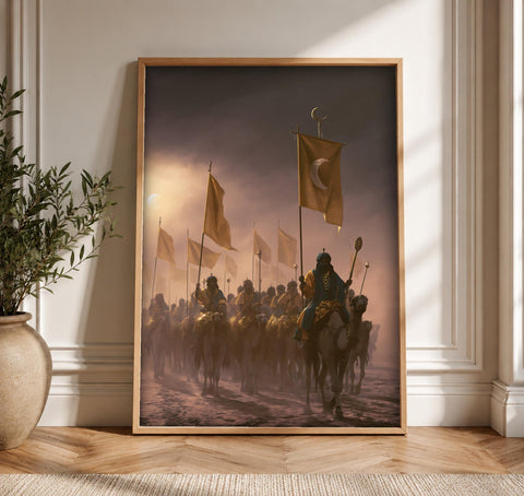 Ottoman Wall Art, Islamic Crescent Army, Camel Cavalry Print, Framed Unframed or Digital