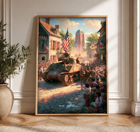 WWII Poster, Liberation of France Wall Art, Vintage War Print, Framed Unframed or Digital