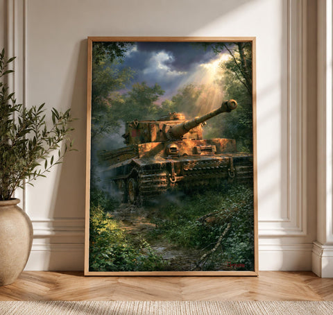 WWII Poster, Tiger I Tank Art, German Panzer Print, Framed Unframed or Digital