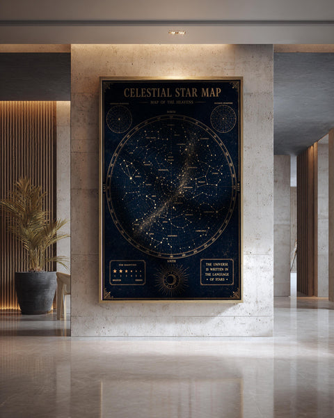 Celestial Star Map, Antique Astronomy Constellation Print, Framed Unframed or Digital
