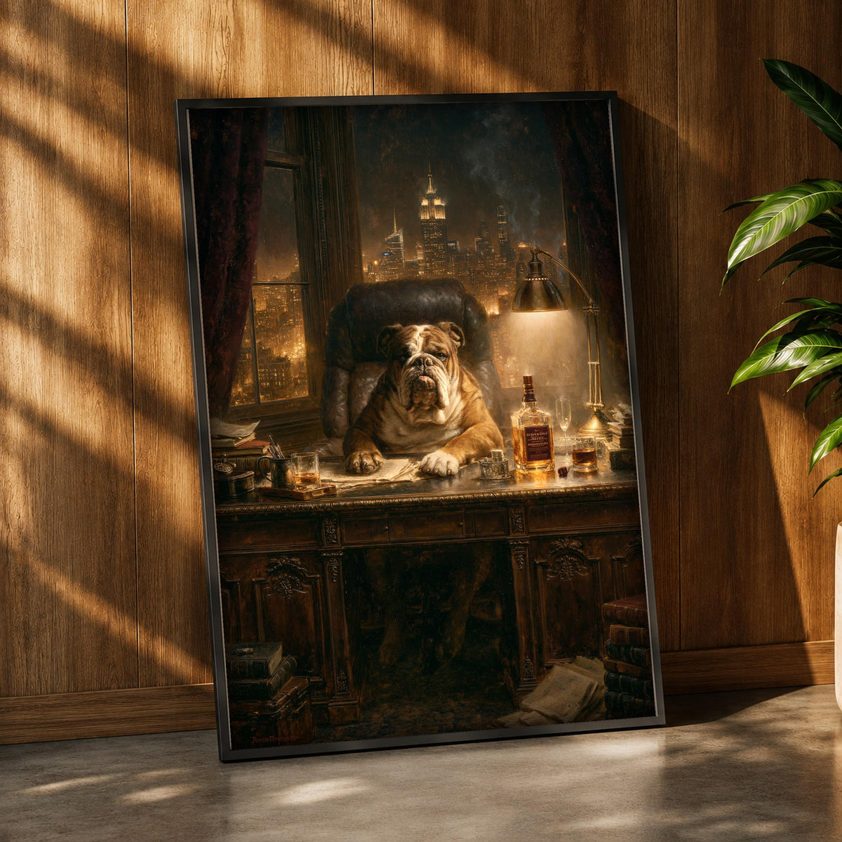Historic wall art, Churchill Bulldog Office Portrait, Framed Unframed or Digital