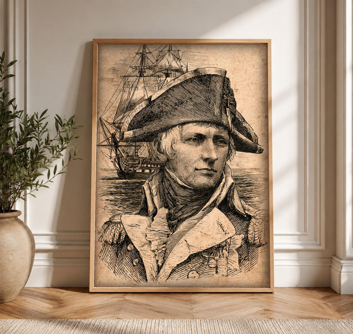 Historical Ship Print, Royal Navy Admiral Art, Nautical Wall Decor, Framed Unframed or Digital