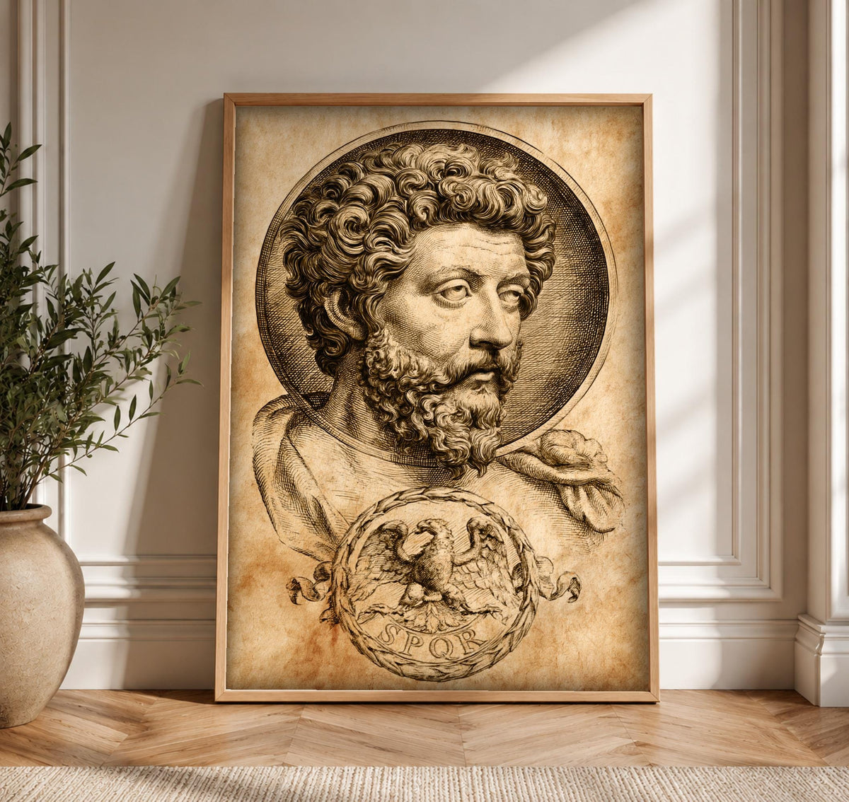 Roman Emperor Art, Marcus Aurelius Portrait, SPQR Legion Print, Framed Unframed or Digital