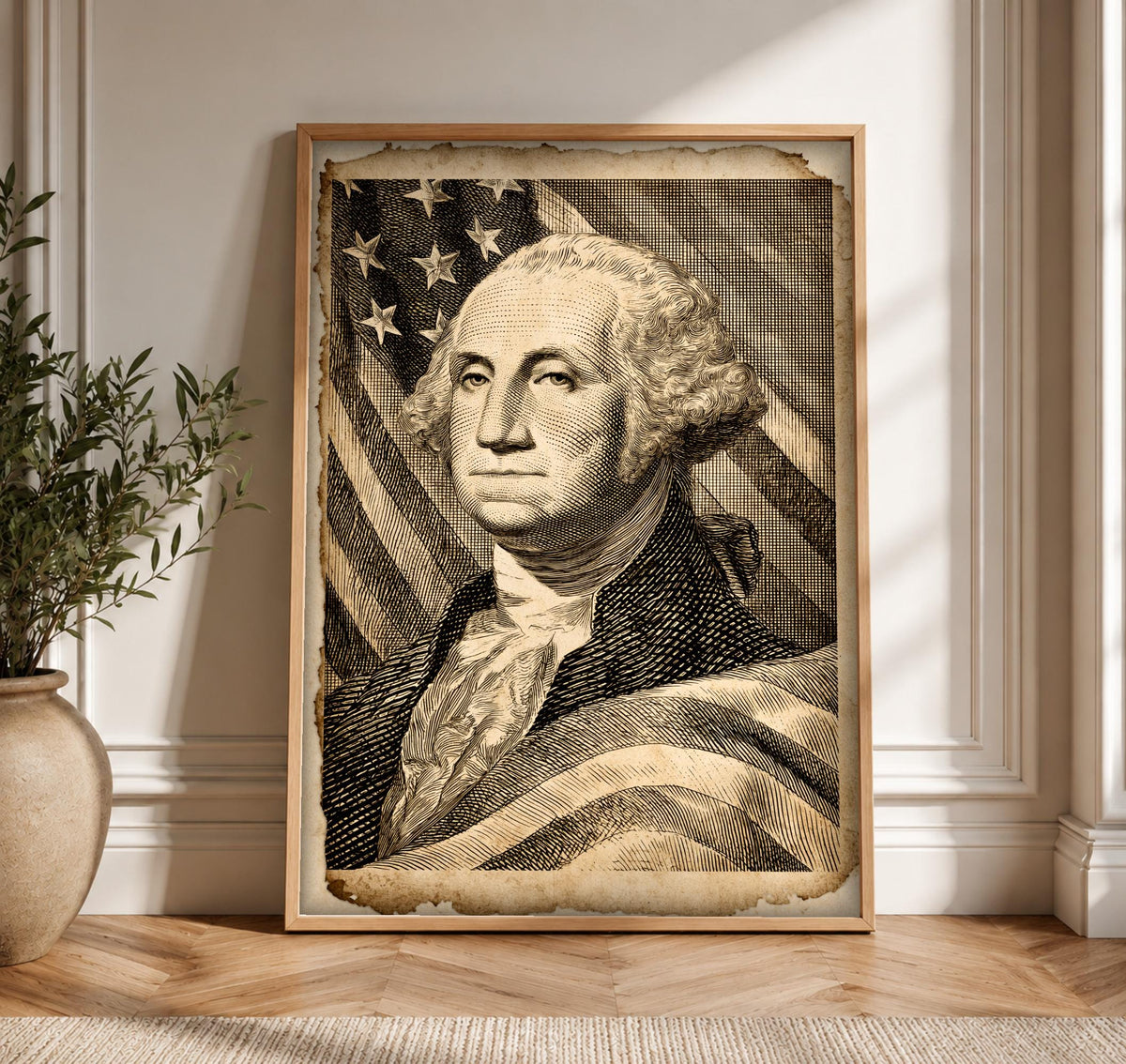 George Washington Art, Founding Fathers Patriotic Print, Framed Unframed or Digital