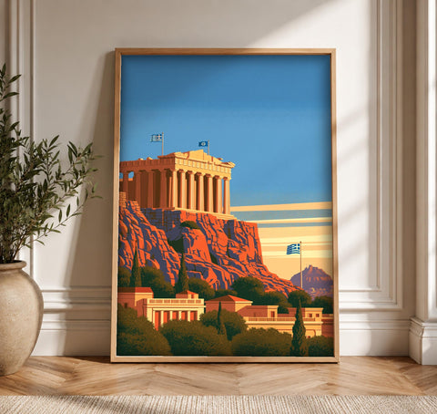 Ancient Greek Art, Acropolis Athens Print, Mythology Wall Decor, Framed Unframed or Digital