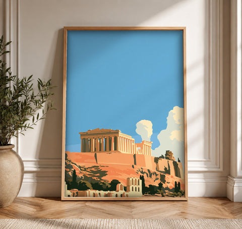 Ancient Greek Art, Acropolis Athens Parthenon, Vintage Wall Decor, Framed Unframed or Digital