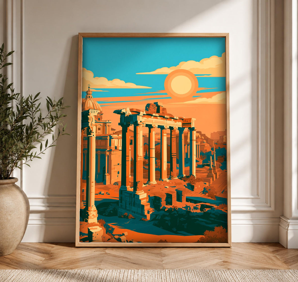 Rome Poster, Roman Forum Ruins, Ancient Empire Wall Decor, Framed Unframed or Digital