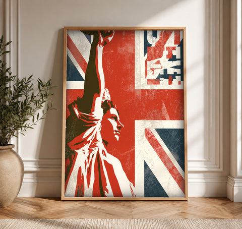 Patriotic Wall Art, Statue of Liberty, Union Jack Print, Framed Unframed or Digital