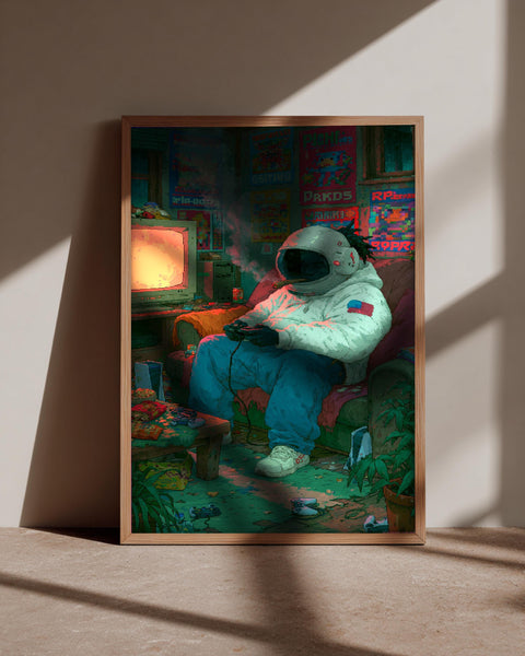 Hypebeast Decor, Astronaut Gaming Print, Retro Poster, Gamer Gift, Framed Unframed or Digital