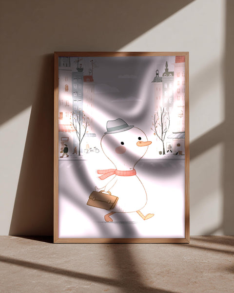 Fantasy Wall Art, Whimsical Duck City Print, Storybook Decor, Framed Unframed or Digital