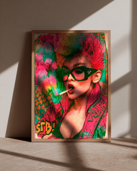 Hypebeast Decor, Retro Pop Punk Portrait, Rebel Style Wall Print, Framed Unframed or Digital