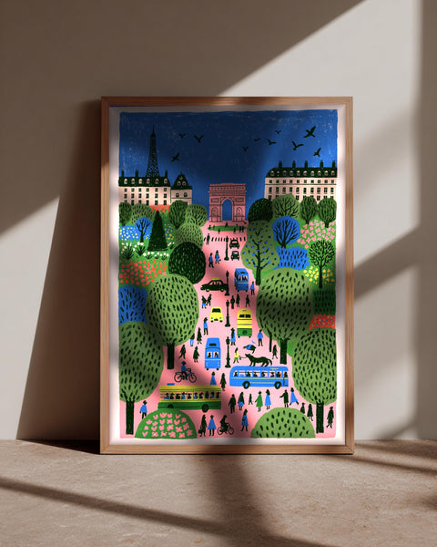 Paris Wall Art, Champs-Élysées Boulevard Print, Framed Unframed or Digital