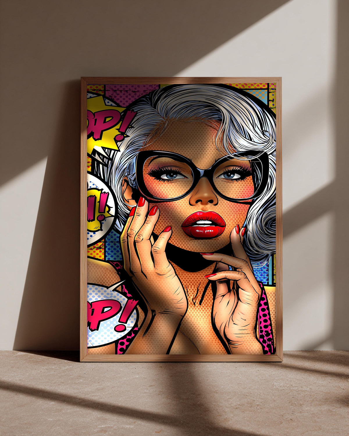 Pop Art Print, Black Woman Poster, Retro Comic Portrait, Framed Unframed or Digital