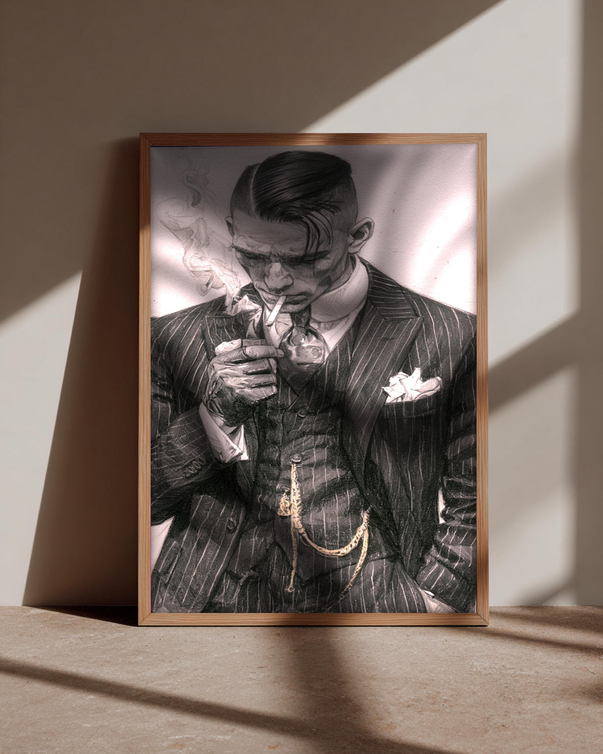Hypebeast Decor, 1920s Gangster Sketch, Masculine Print, Framed Unframed or Digital