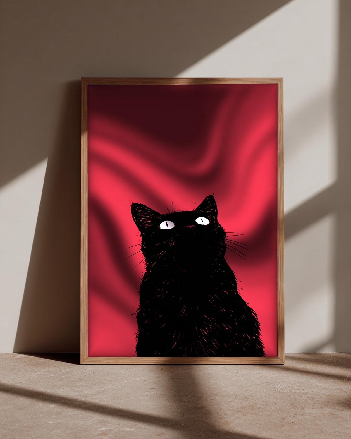 Black Cat Wall Art, Ink Illustration, Gothic Home Decor, Framed Unframed or Digital