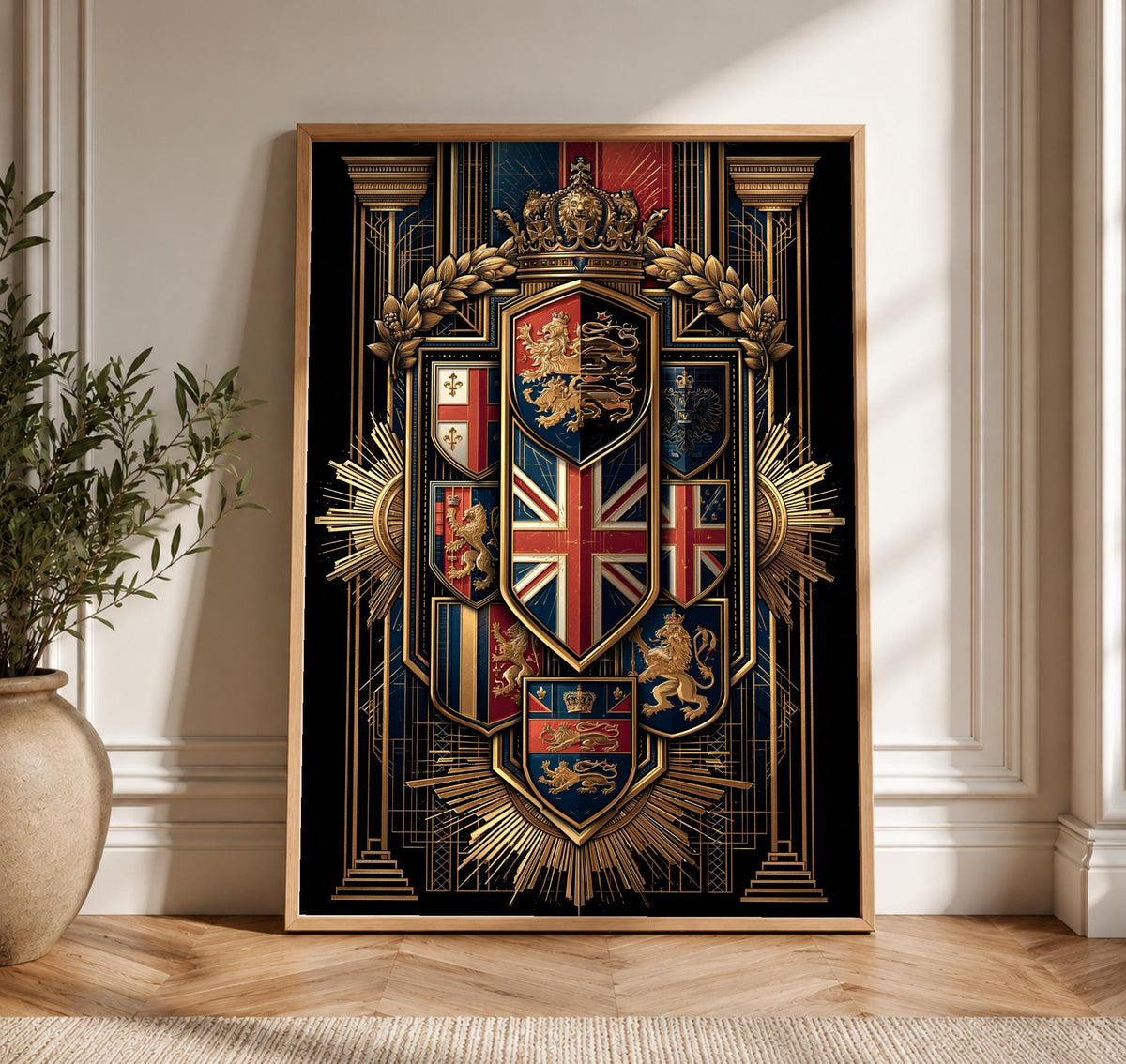 British Royal Arms, Union Jack Heraldry Print, Framed Unframed or Digital