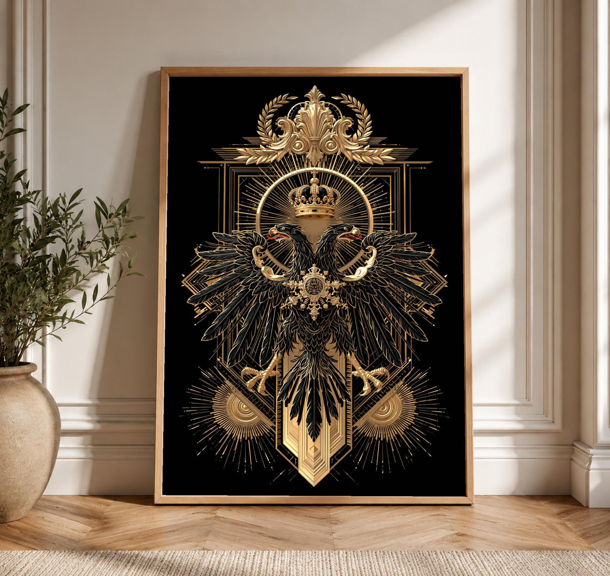 Byzantine Eagle Art, Double-Headed Empire Heraldry, Medieval Imperial Crest, Framed Unframed or Digital