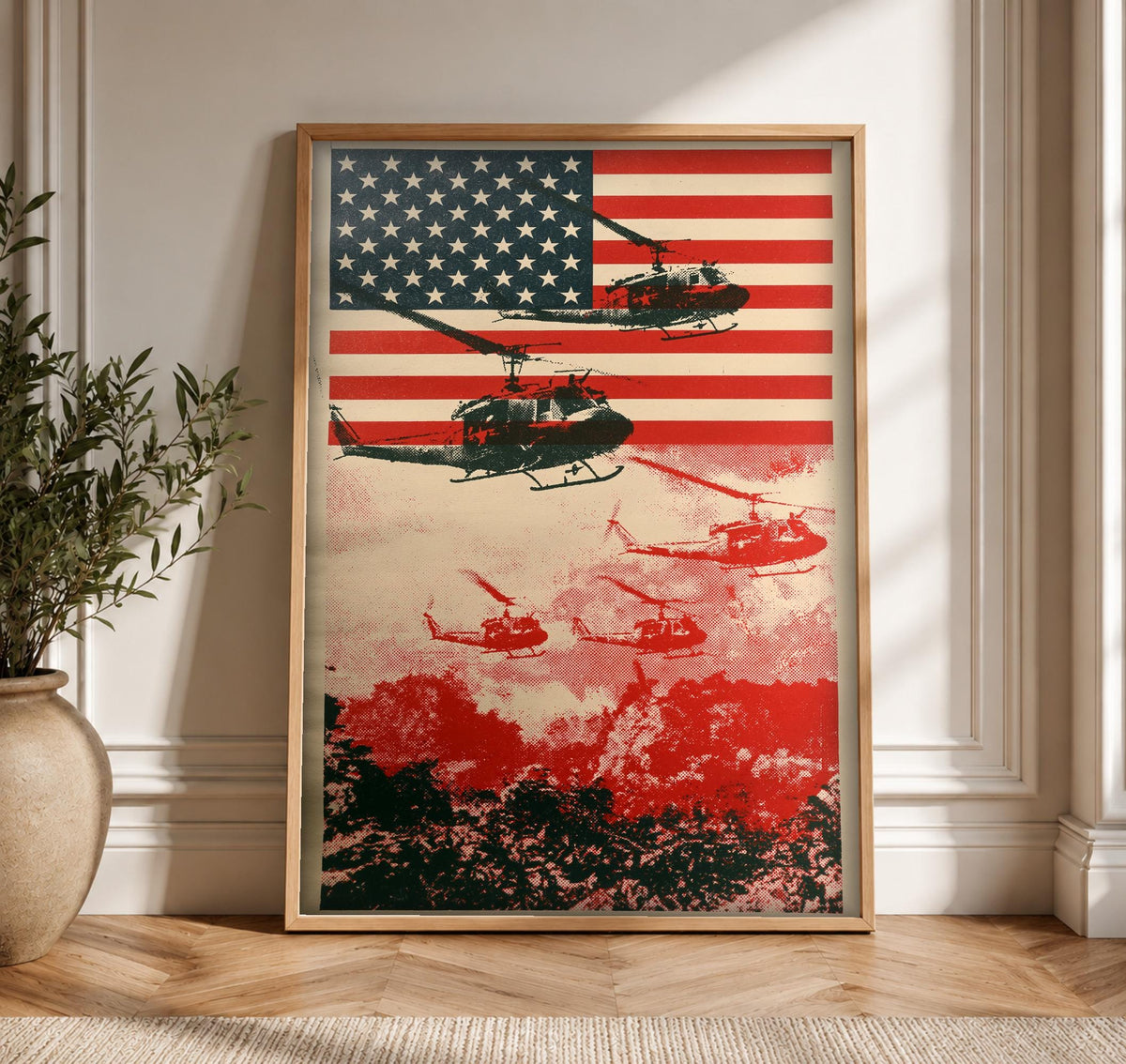 Vietnam War Art, US Army Helicopter Print, Patriotic Wall Decor, Framed Unframed or Digital