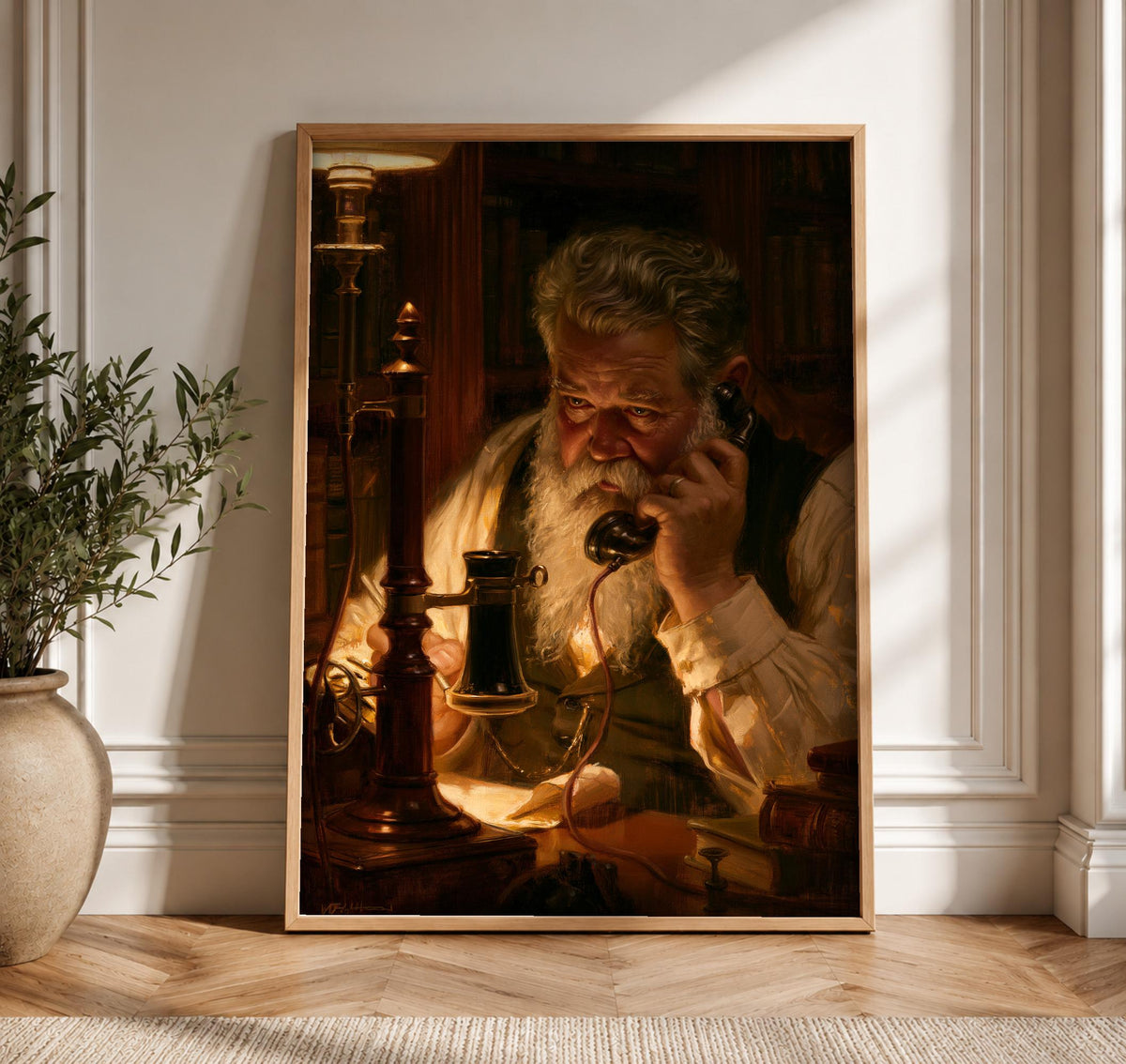 Historic Wall Art, Victorian Inventor Telephone Portrait, Study Decor, Framed Unframed or Digital
