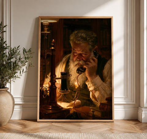 Historic Wall Art, Victorian Inventor Telephone Portrait, Study Decor, Framed Unframed or Digital