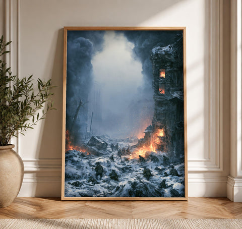 WWII Poster, Stalingrad Winter Assault, Man Cave Decor, Framed Unframed or Digital