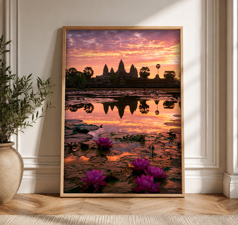 Angkor Wat Wall Art, Khmer Empire Temple Print, Framed Unframed or Digital