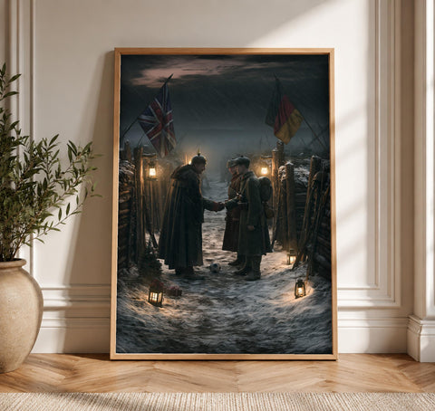 Christmas Truce Art, WWI Soldier Print, No Man's Land, Framed Unframed or Digital