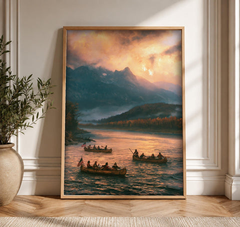 American Frontier Art, Lewis Clark Expedition, Patriotic Wall, Framed Unframed or Digital
