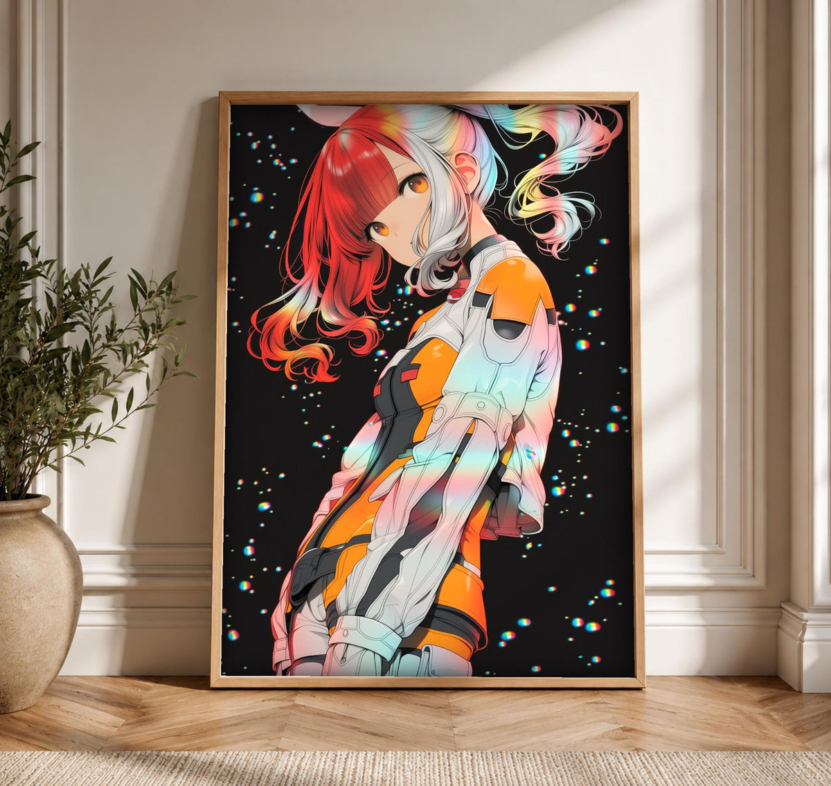 Dark Fantasy Art, Anime Space Warrior Print, Sci-Fi Framed Unframed or Digital