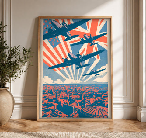 WWII Poster, Allied Air Power Print, London Blitz Wall Art, Framed Unframed or Digital