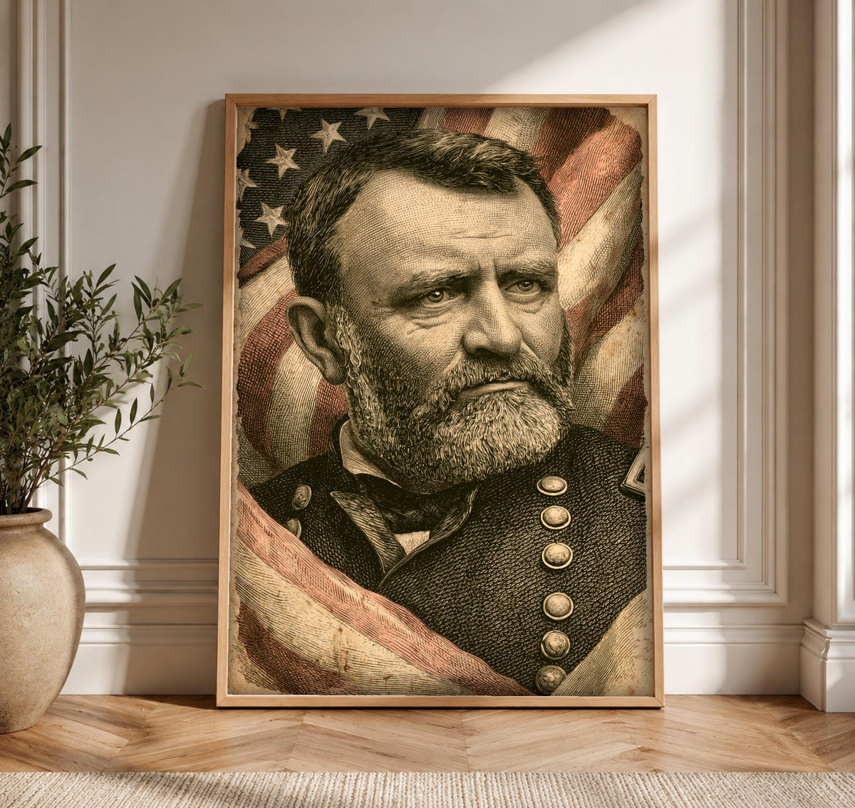 Civil War General Print, Ulysses Grant Portrait, Americana Decor, Framed Unframed or Digital