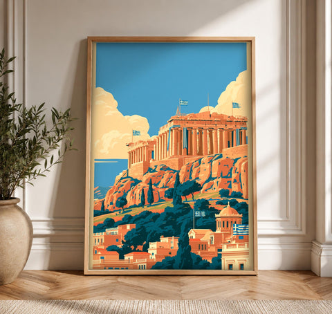 Ancient Greek Art, Acropolis Athens Parthenon, Vintage Wall Decor, Framed Unframed or Digital