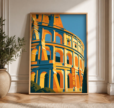 Rome Colosseum Print, Ancient Roman Empire Decor, SPQR Poster, Framed Unframed or Digital