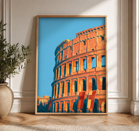 Rome Poster, Colosseum Wall Art, Ancient Roman Empire Print, Framed Unframed or Digital