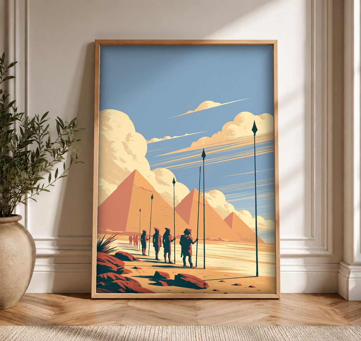Ancient Egypt Art, Pyramid Guard Print, Desert Soldier Poster, Framed Unframed or Digital