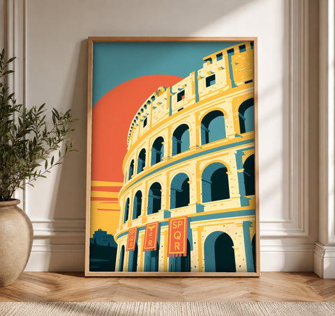 Rome Poster, Colosseum Wall Art, Ancient Roman Empire Print, Framed Unframed or Digital