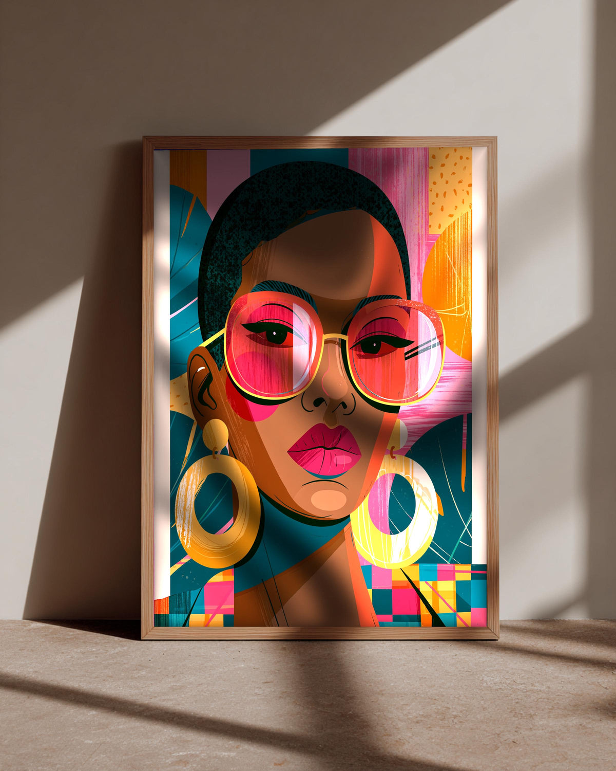 Black Woman Art, Bold Retro Portrait, African American Decor, Framed Unframed or Digital