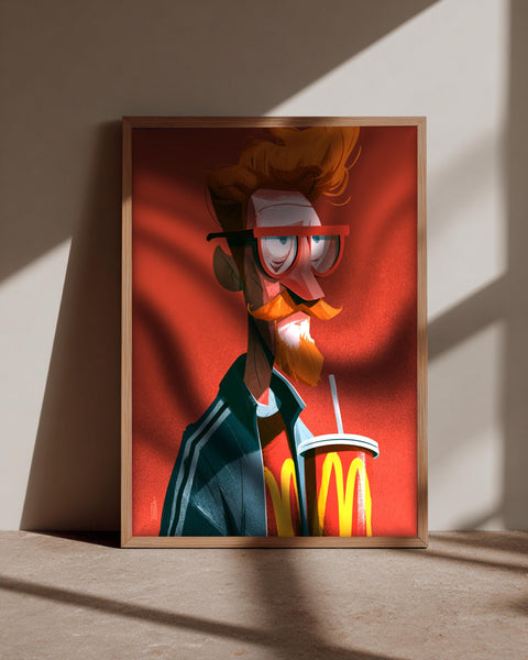 Hypebeast Decor, Retro Fast Food Character Caricature, Framed Unframed or Digital