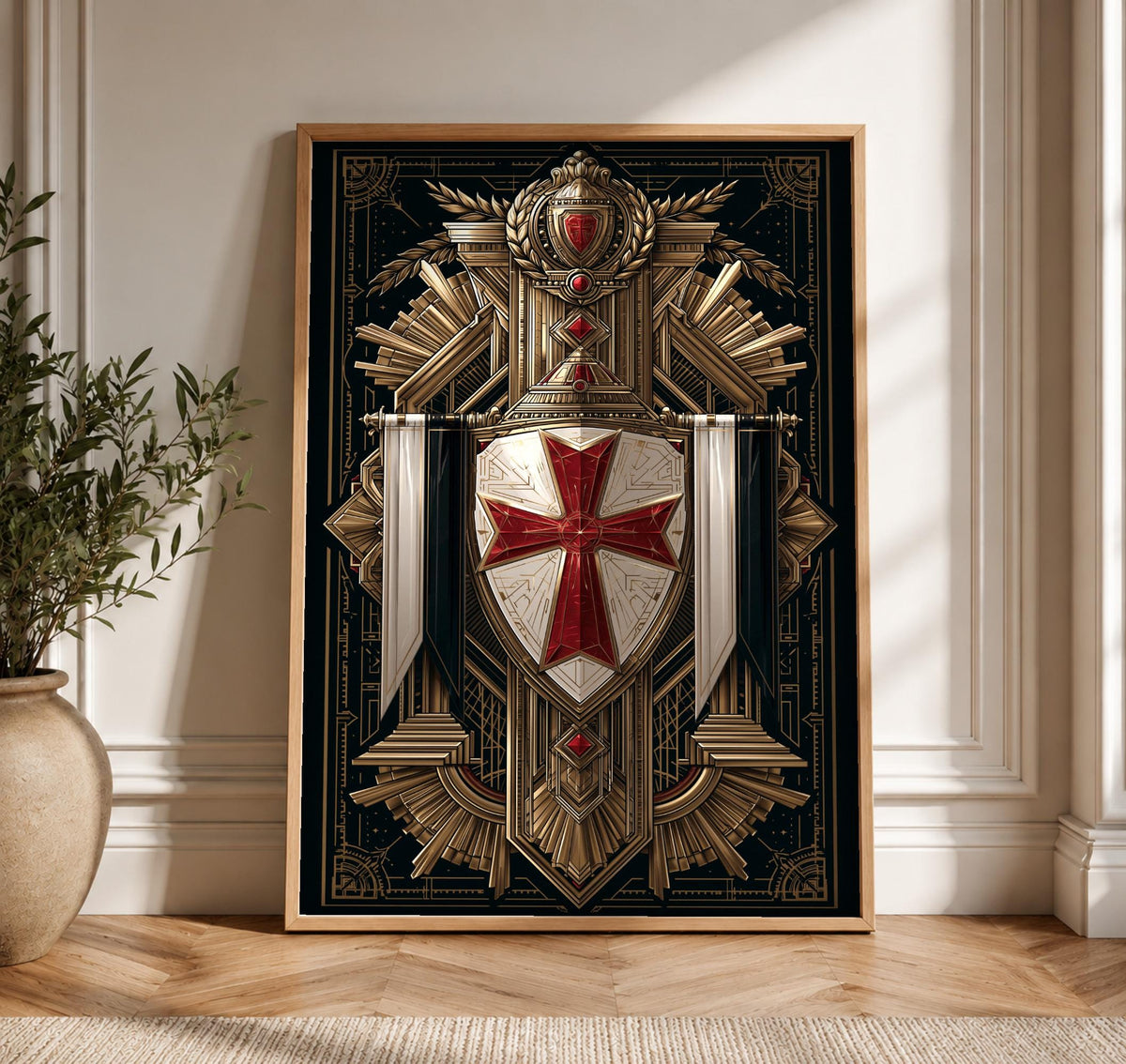 Christian Wall Art, Knights Templar Shield Print, Catholic Gift, Framed Unframed or Digital