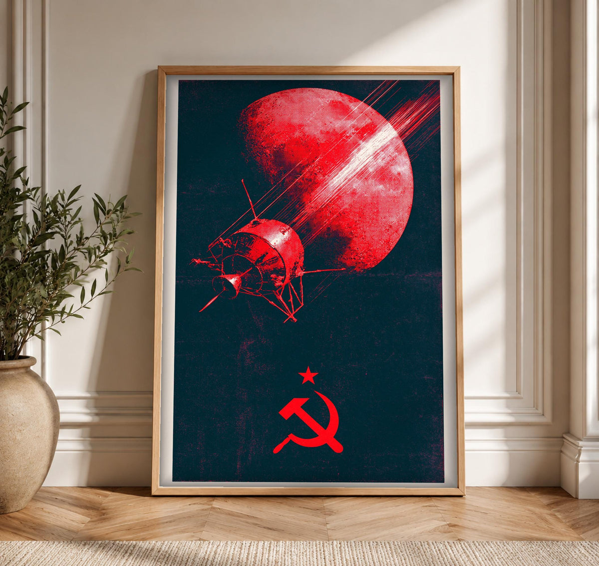Soviet Space Race Wall Art, Cold War Propaganda Poster, Framed Unframed or Digital
