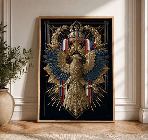 Imperial Eagle Wall Art, Napoleon French Empire Crest Print, Framed Unframed or Digital