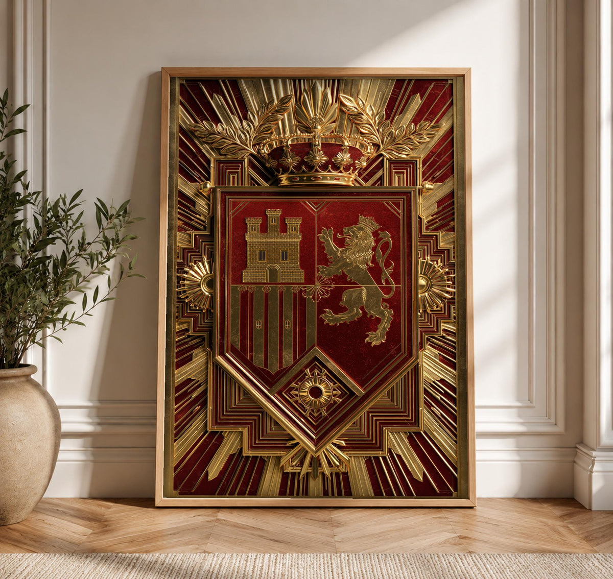 Spanish Coat of Arms, Royal Castile León Shield, Framed Unframed or Digital