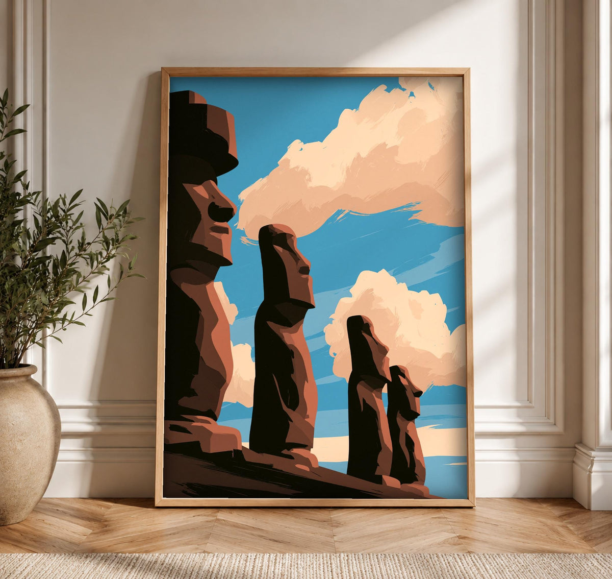 Easter Island Moai, Ancient Rapa Nui Statue Print, Framed Unframed or Digital