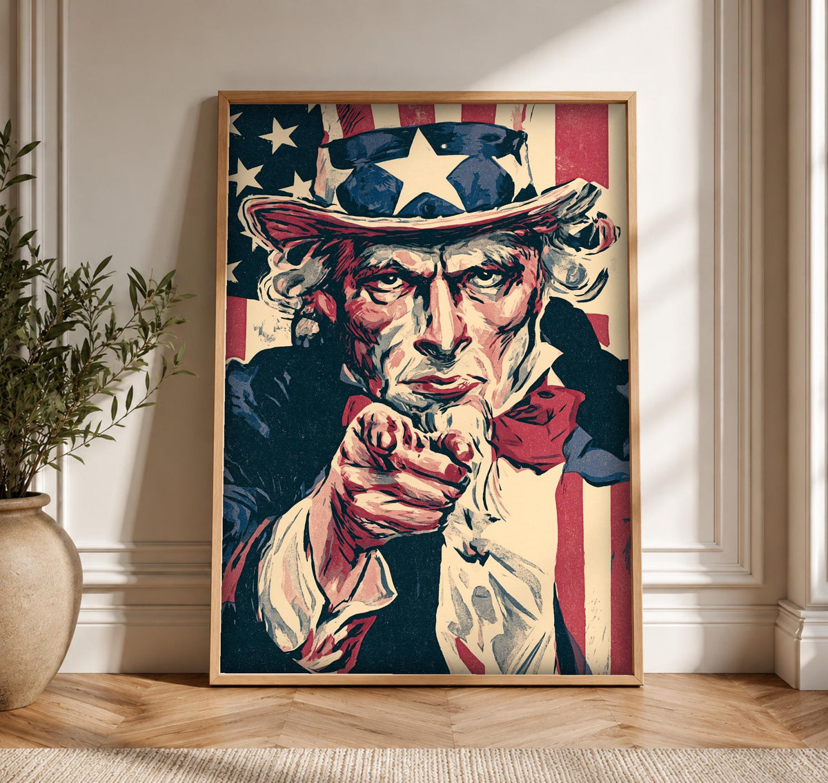 Patriotic Wall Art, Uncle Sam Poster, Revolutionary War Print, Framed Unframed or Digital