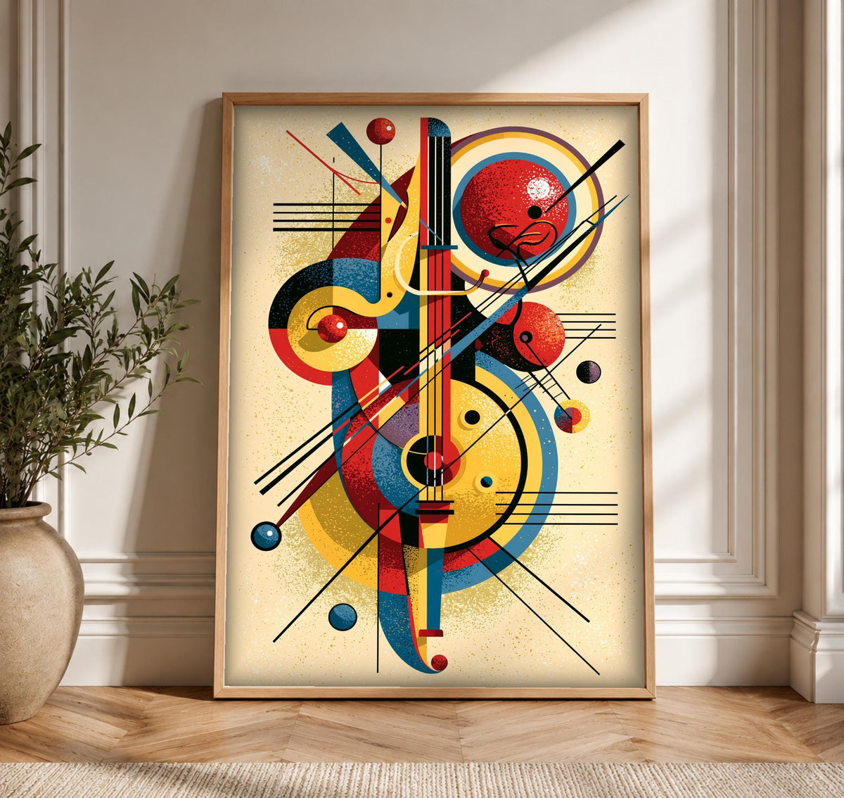 Abstract Wall Art, Jazz Music Instrument Print, Vibrant Retro, Framed Unframed or Digital