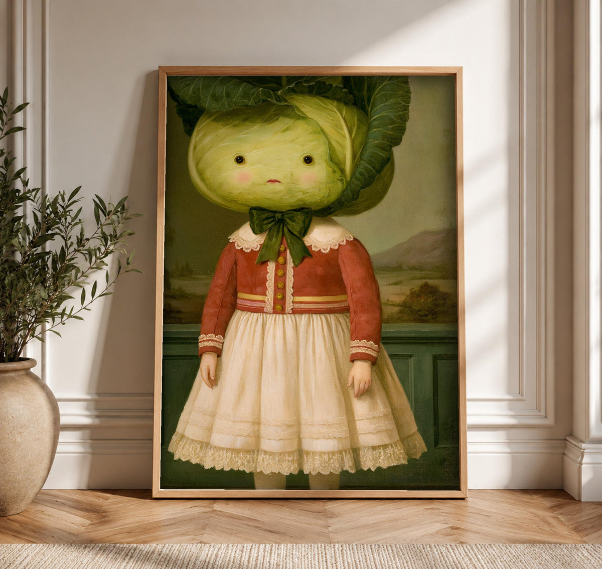 Folk Art Print, Cabbage Girl Portrait, Victorian Fantasy Poster, Framed Unframed or Digital