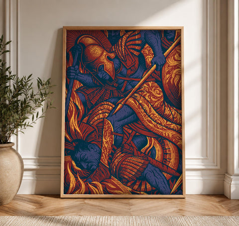 Roman Legion Wall Art, Ancient Rome Battle Print, Framed Unframed or Digital